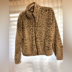 Grey cheetah print Women’s zip up jacket